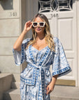 KIMONO JACKET FRACOMINA BLUE WHITE
