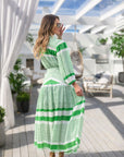 VESTIDO H PREPPY RAYAS VERDES LARGO CAMISERO