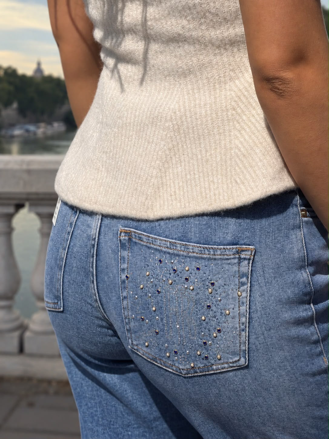 Calça Denim Vera Mom Fit Fracomina