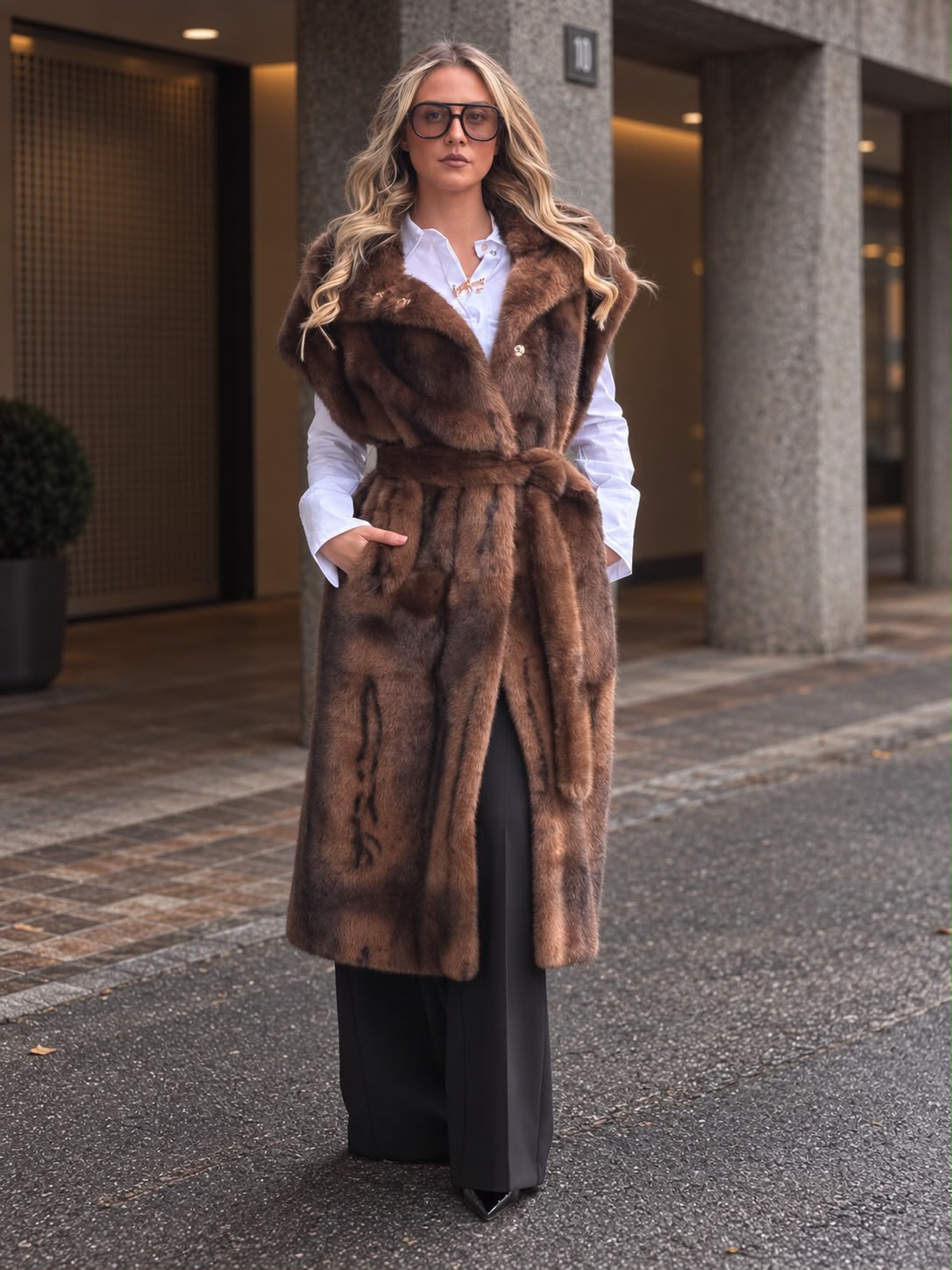 Long Fake Fur Gilet Fracomina