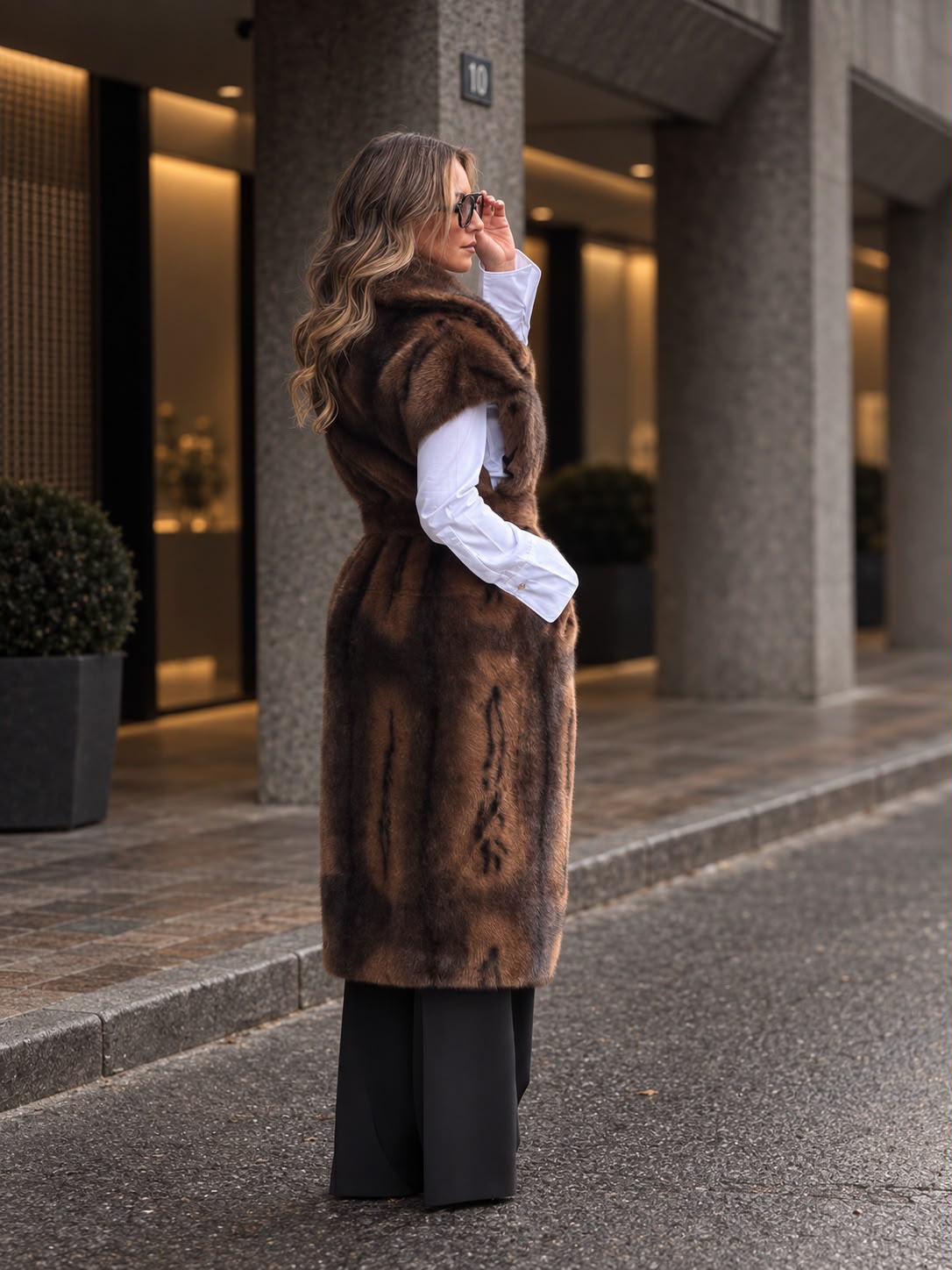 Long Fake Fur Gilet Fracomina