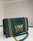 BOLSA MOSCHINO VELOUR VERDE