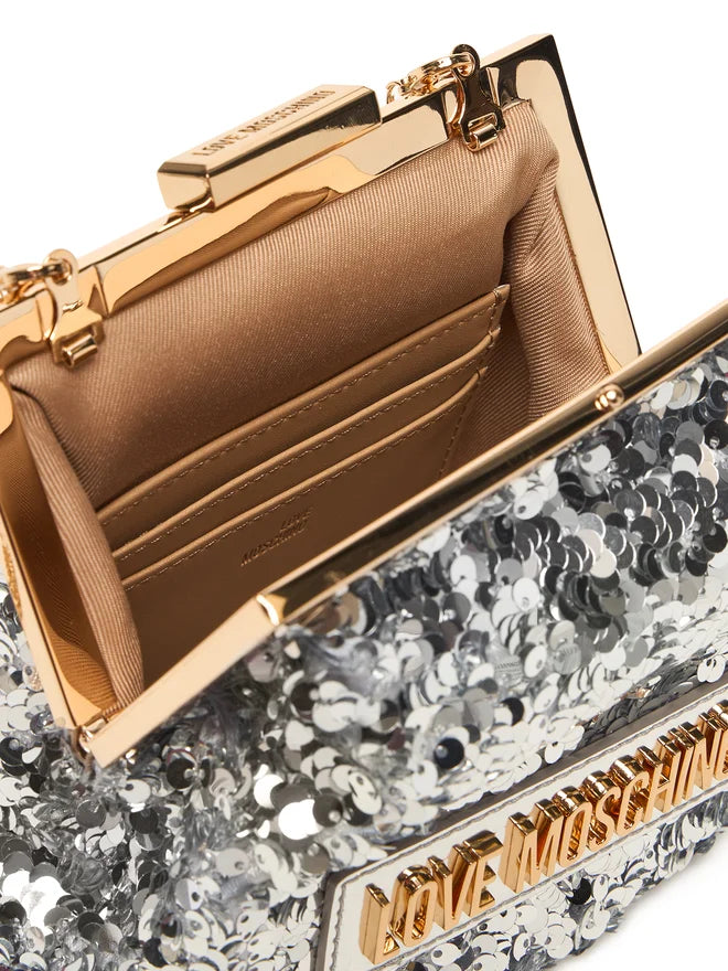 BOLSA MOSCHINO PAILETTES ARGENTO